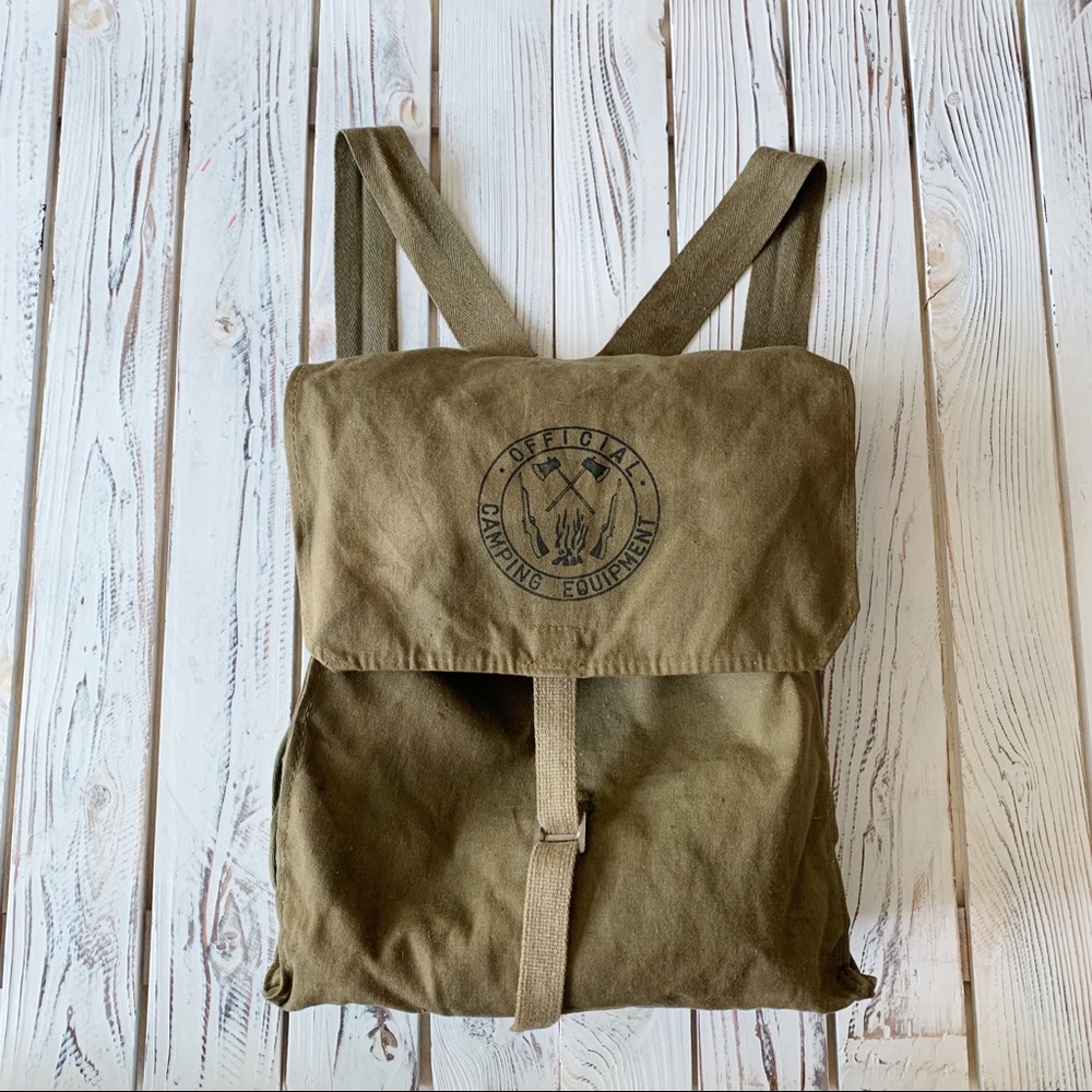 VINTAGE CAMPING ARMY STYLE HIKING BACKPACK